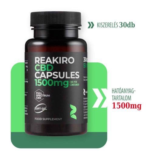 1500 mg-os teljes spektrumú Reakiro CBD kapszula / 50mg | 30db