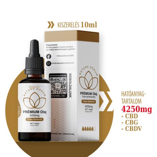 42,5% prémium teljes spektrumú Natura Donum (4250mg) olaj | 10ml