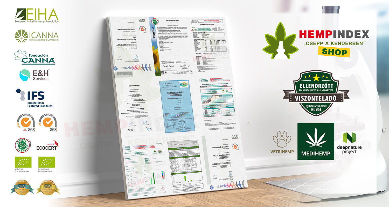 A Medihemp termékek milyen tanúsítványokkal, minősítésekkel, labortesztekkel rendelkeznek?